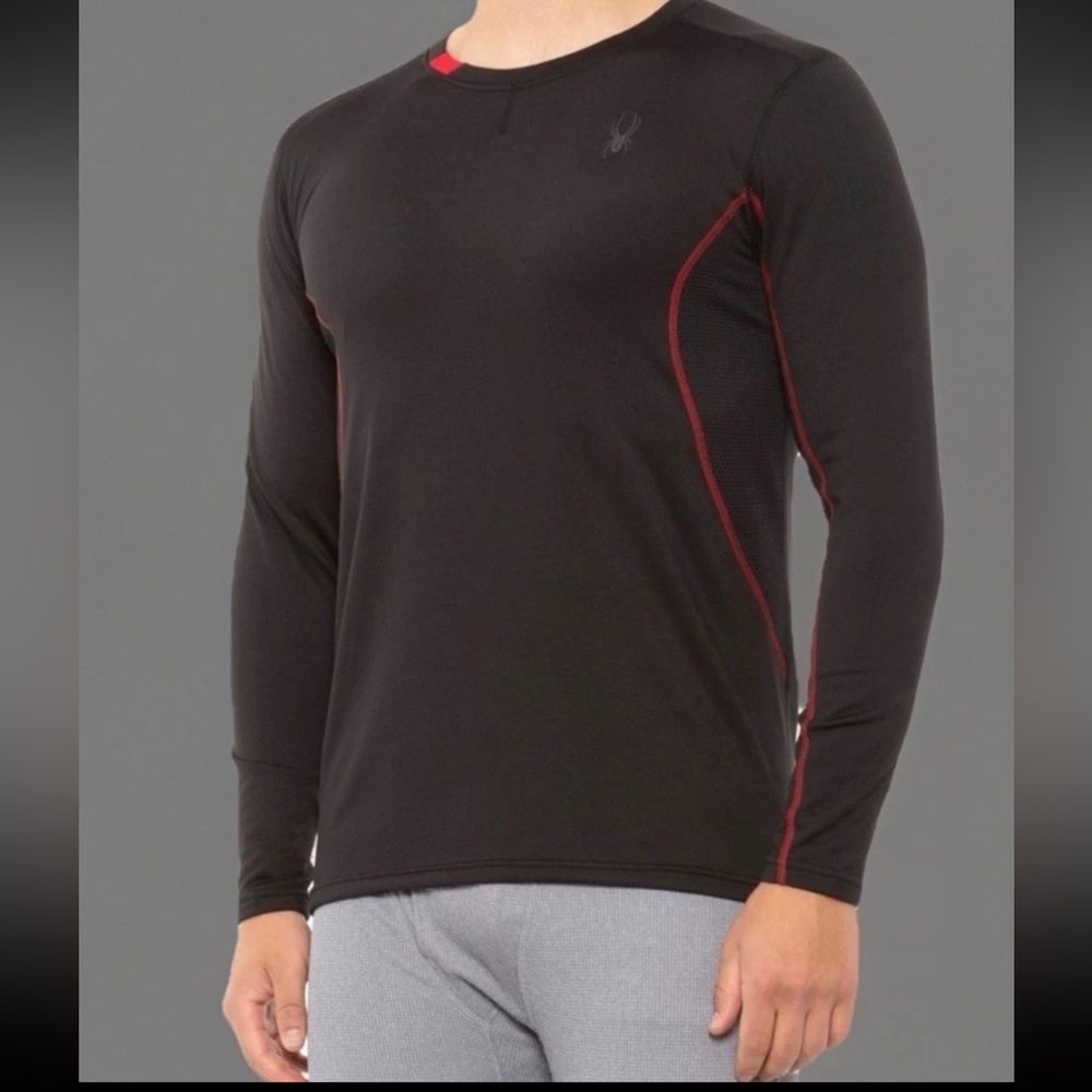 SPYDER Sweatshirt Mens Small Black Proweb Fleece Lined Crewneck Pullover Logo